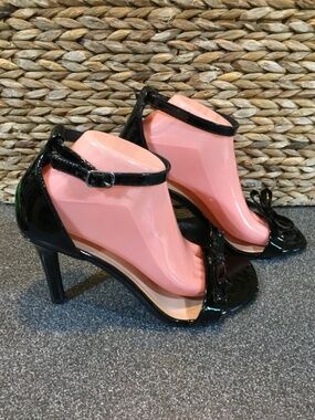 torrid Black Patent Open-Toe Ankle Strap Heels